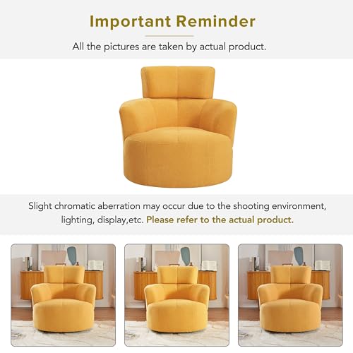 Sillón giratorio 360° con tapizado peluche Amarillo miniatura 6