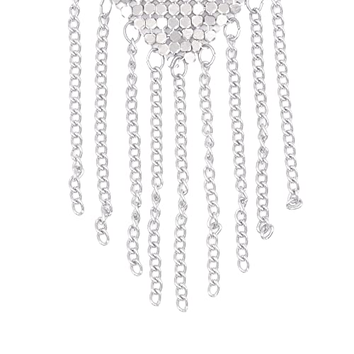 Image of ZGMYC Sparkly Rhinestones Metal Chain Nipple Cover with Tassel, Reusable Adhesive Pasties Sexy Bra Body Chain