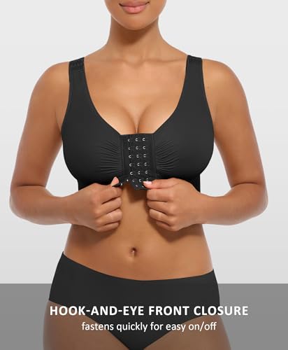 FeelinGirl Front Closure Post Surgery Compression Minimizer Bra with Adjustable Straps Wirefree Bras2