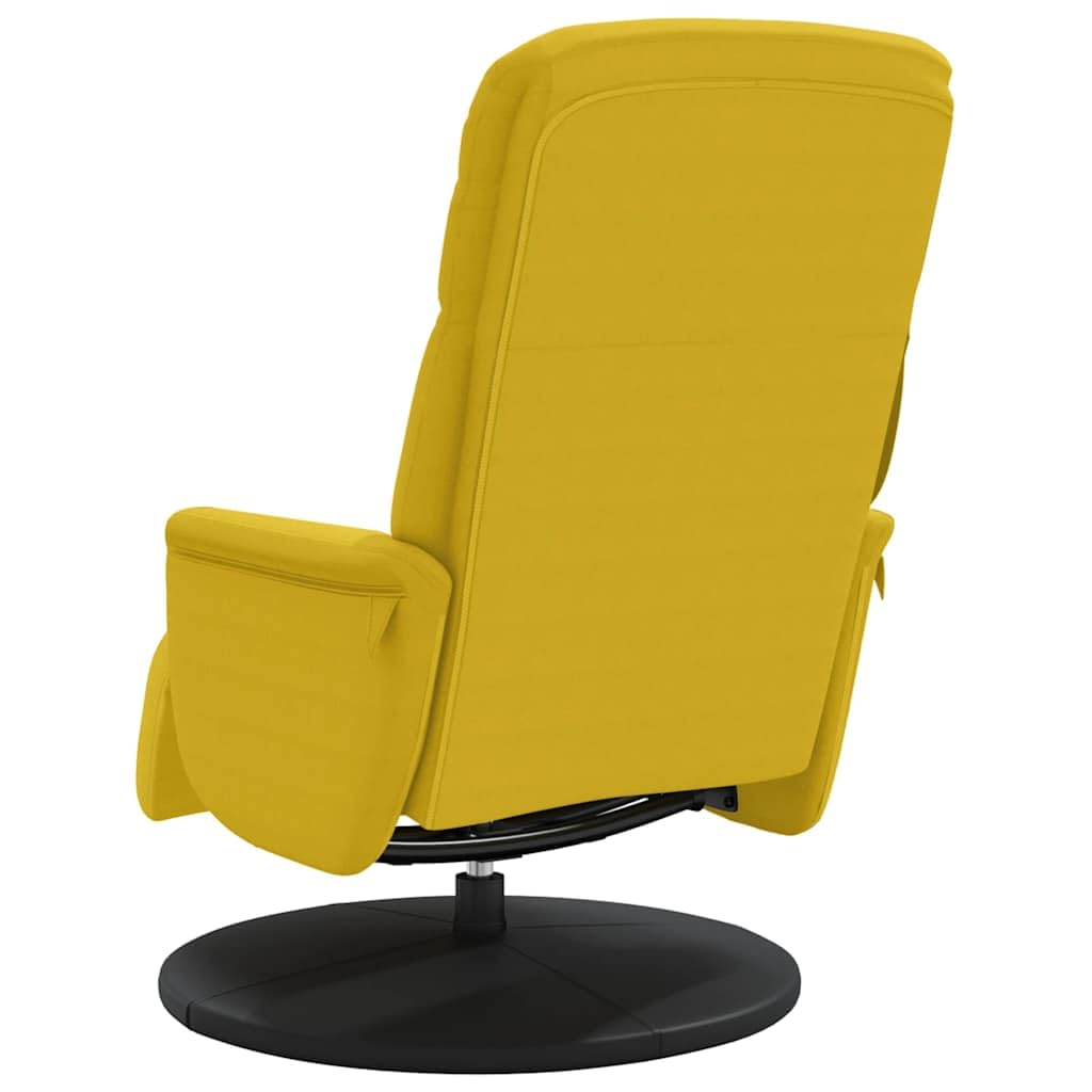 Fotel relaksacyjny z podnóżkiem, żółty, aksamit, regulowany, ergonomiczny, z tapicerowanym podłokietnikiem i oparciem, do salonu, do czytania, biura, kominka, salonu
