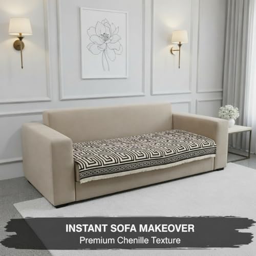 Image of STITCHNEST Premium Woven Sofa Cover 2 Seater | Modern Geometric Sofa Protector | Soft Fabric Sofa Sheet | Durable Living Room Furniture Cover