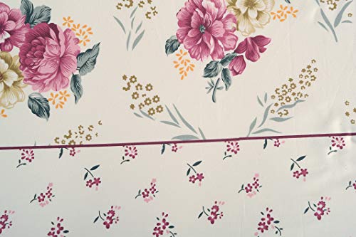 Image of Swayam Mercerized Pure Cotton King Bedsheet with 2 Pillow Covers | 250 TC Soft Breathable Bed Sheet | Floral Printed | Size 108 x 108 inch | Comfortable & Durable for Bedroom - Pink & Beige
