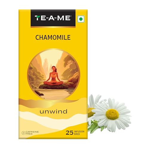 TE-A-ME Chamomile Tea - 25 Tea Bags | Camomile Tea for Sleep, Stress Relief & Relaxation | Unwind | Diwali Gift