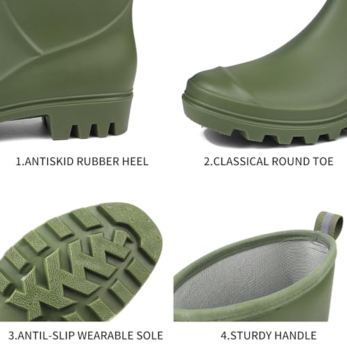 DKSUKO Women's Mid-Calf Rain Boots Garden Boots Waterproof Rubber Boots4