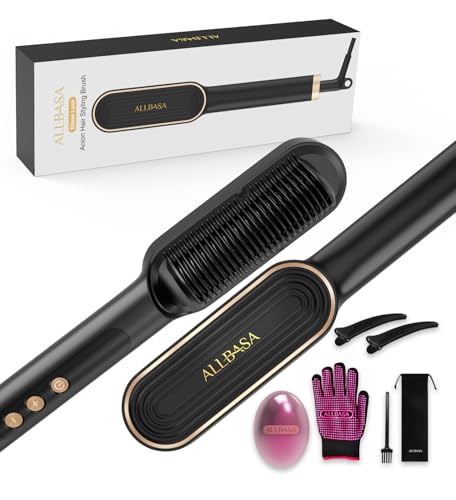 ALLBASA Lisseur Cheveux Professionnel Brosse Lissante pour Cheveux,9 Température Réglable,120℃-200℃, Écran LCD,Fers à Lisser Négatifs Ions(Or, Brosse Lisseur) ALLBASA Lisseur Cheveux Professionnel Brosse Lissante pour Cheveux,9 Température Réglable,120℃-200℃, Écran LCD,Fers à Lisser Négatifs Ions(Or, Brosse Lisseur)