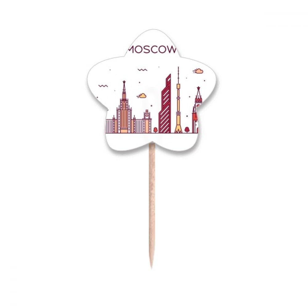 Cure-dents plat Moscou avec drapeau russe pour décoration de cupcake