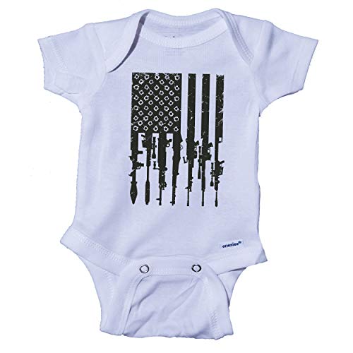 Image of Ink Trendz Distressed American Military & Hunting Themed Freedom Onepiece Bodysuit Baby Onesie