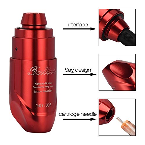 Rotary Tattoo Pen Machine, Atomus Pen Style Tattoo Cartridge Machine Gun Liner Shader With Rca Cord 9000 R/M Motor Aluminum Alloy Frame For Body Art Tattoo (Red) #TOP1