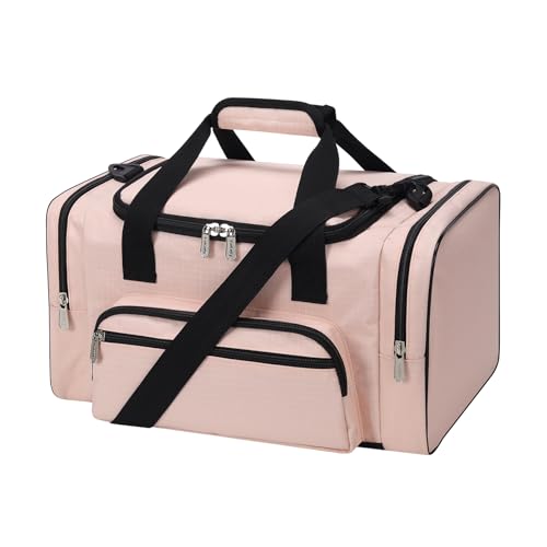 Image of Small Gym Duffle Bag, 17 inch, Pink | Carry On Weekender Bag, Travel Sport, 17x10x9 in