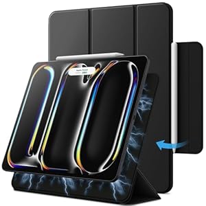 JETech Magnetische Case voor iPad Pro 13-Inch M5/M4 (2025/2024), Ondersteuning Pencil Pro en Pencil (USB-C), Krachtige Magneet, Slank Driebladige Standaard Tablet Hoes Cover (Zwart)