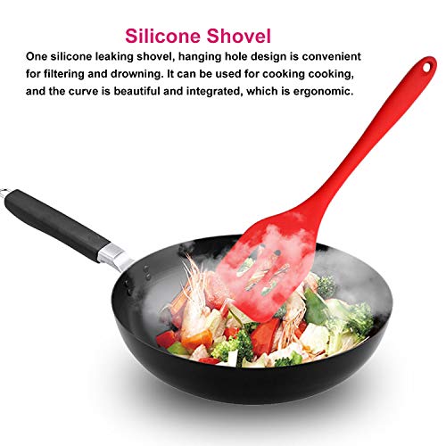 Silicone Cook Utensils, 5 Piece Kitchen Cooking Set, Includes Silicone Turner, Large Spatula, Small Spatula, Basting Brush, Whisk (Red) #TOP2