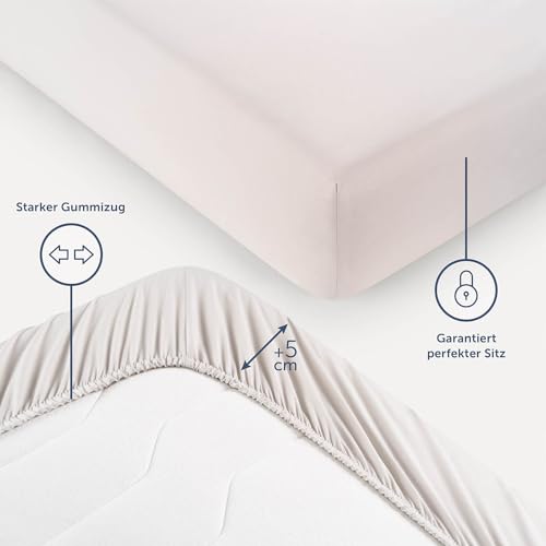 Blumtal® 2er Set Spannbettlaken 105x190x30cm aus Microfaser - Oekotex zertifiziertes Bettlaken Spannbettlaken in Elfenbein – Ansicht 3