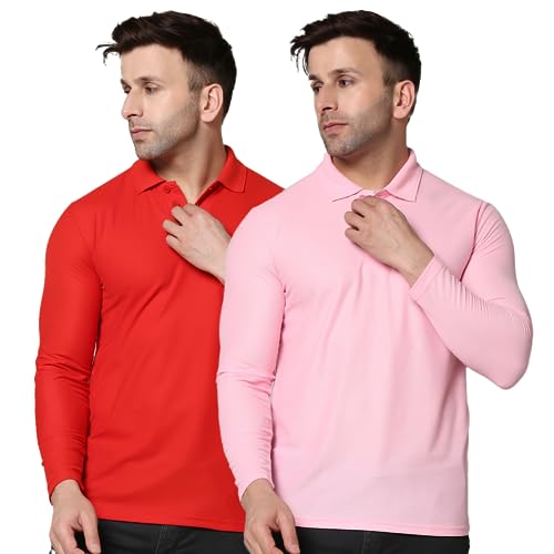 Image of INKKR Full Sleeve Men's Solid Polo Neck T-Shirt Combo