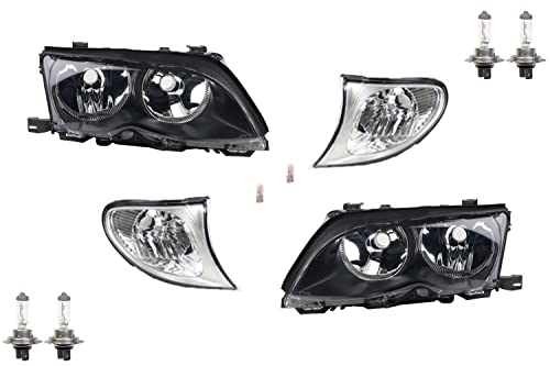 Johns, Faros para BMW Serie 3 negro E46 01-05 Juego de bombillas L R intermitentes