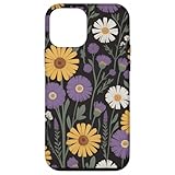 フルブルーム パープル イエロー ワイルドフラワー 花柄 草原 電話 スマホケース iPhone 12 mini 用