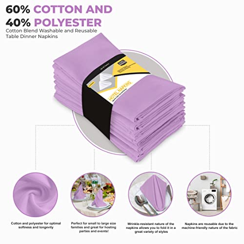 Utopia Kitchen Lavender Cloth Napkins [12 Pack, 18X18 Inch] Cotton Blend Washable And Reusable Table Dinner Napkins For Hotel, Lunch, Restaurant, Weddings, Event And Parties #TOP1