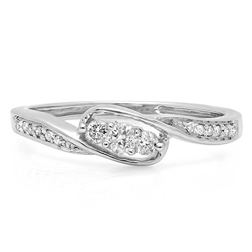 Dazzlingrock Collection 0.25 Cttw 10K Solid Gold Round Diamond Womens 3 Stone Engagement Promise Ring 1/3