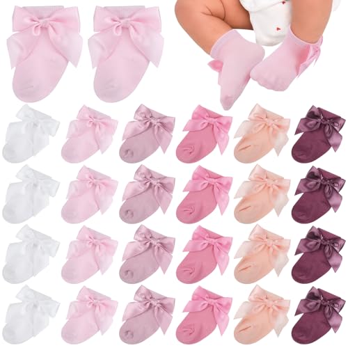Image of Toulite 12 Pairs Preemie Socks Baby Girls Boys Premature Ruffle Turn Cuff Cotton Sock Hospital NICU for Newborn