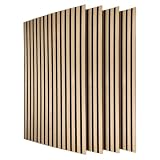 EYMPEU Zestaw 4 akustycznych paneli ściennych PET120x60cm o wyglądzie naturalnego drewna, izolacja akustyczna i dźwiękochłonna do salonu, sypialni, biura, studia nagraniowego