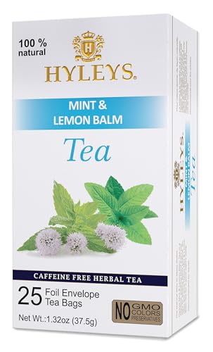 Hyleys Sleep Lemon Balm Herbal Tea - Relaxing Evening Blend, Caffeine-Free, 100% Natural, Non-GMO, Gluten-Free, Dairy-Free, Sugar-Free, Decaf - 25 Tea Bags (12 Pack - 300 Tea Bags Total)