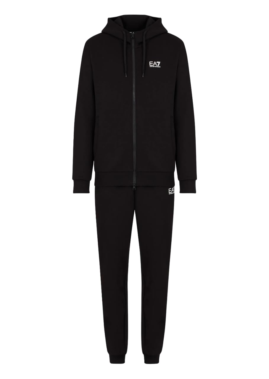 EA7 TUTA UOMO NERO FELPA GIACCA ZIP CAPPUCCIO PANTALONI EMPORIO ARMANI 7 EA SPORT 4XL NERO
