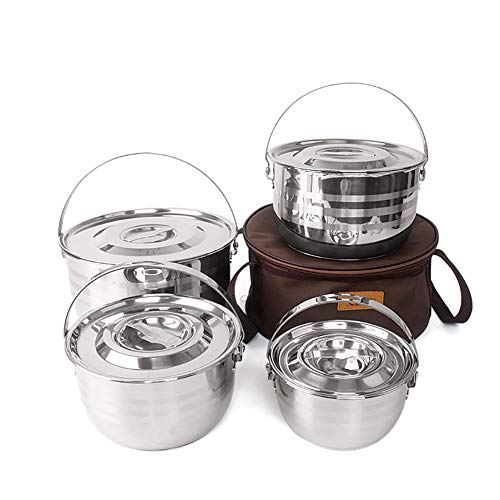 HWYYGL Camping stove + pot,outdoor aluminum lightweight camping pot pot cookers,backpack gear and hiking, outdoor fishing cooking equipment,easy to fill and easy to clean-4pcs