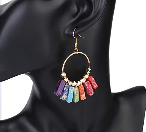 Seven Chakras Imperial Jasper Stone Bohemian Earrings Turquoise Earrings - Image 4