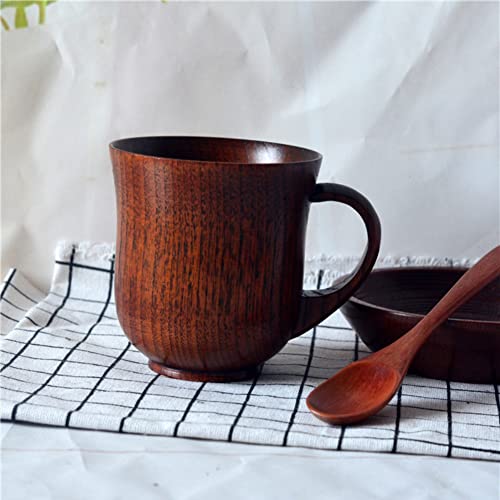 Duokon Wooden Mug With Handle,Wooden Beer Mugs Vintage Teacup Handmade Wood Mug Coffee Tea Cups #TOP4