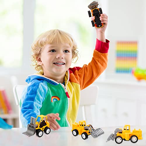 12 Pcs Construction Party Favors Engineering Trucks Small Digger Truck Toys Christmas Gifts Pull Back Vehicles Mini Excavator Toy Car Set for Kids Birthday Boys Girls Stocking Stuffers (Full Set)