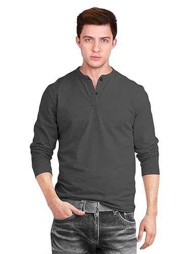 Image of fanideaz Men's Cotton Full Sleeve Henley T Shirts for Men