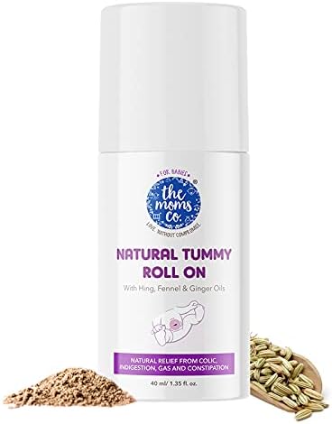 The Moms Co. Natural Tummy Roll On 40 ml l Eases Stomach Pain l Relief Indigestion & Constipation l Hing & Fennel Oil l 40ml