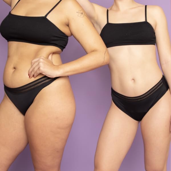 Beppy Panties Onyx (Schwarz) 2 Menstruations-Slips - Periodenslips, mit Clips verstellbar, seitlich öffnen, für Starke Blutungen - für mehr Freiheit und Komfort während der Periode (M)