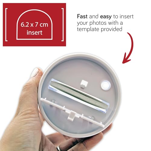 Snow Globe, Photo Frame Glitter Globe Ornament Dome holds 2 x 62 x 70 mm photos - Ho Ho Ho Design - Ideal Stocking Fillers, Personalised Gifts or Arts and Crafts Decorations (Multi)