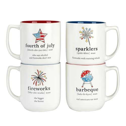 Set de 4 mugs patrióticos Stoneware 18 oz