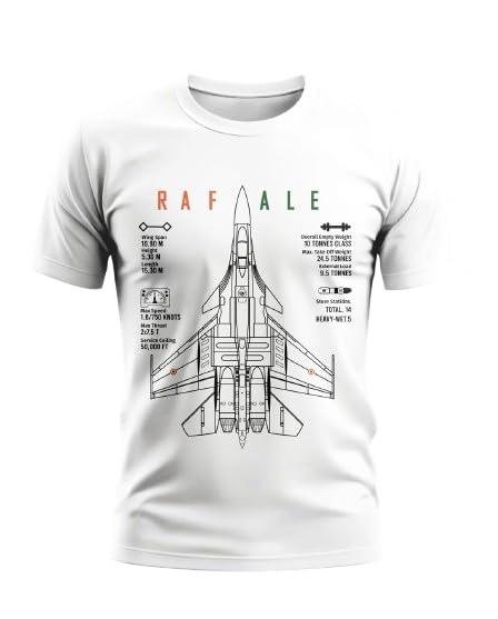 Men’s Round Neck Cotton T-Shirt with Rafale Fighter Jet Blueprint – Aircraft Engineering Graphic Tee | Aviation Design Casual Wear-image-18