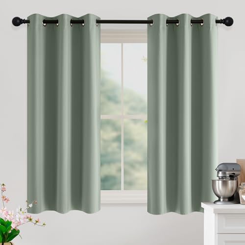 Image of NICETOWN Sage Green Room Darkening Curtains 50 Inches Long 2 Panels for Living Room, Bedroom, Nursery Summer Thermal Insulated Blackout Drapes Grommet Noise Reducing Window Treatment, W40