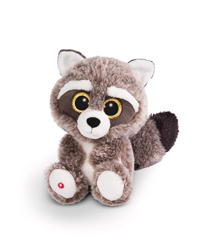 NICI Glubschis: Das Original – Waschbär Clooney 25 cm – Kuscheltier Augen – Flauschiges Plüschtier mit großen Glitzeraugen – Schmusetier für Kuscheltierliebhaber – 45569