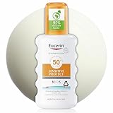 Eucerin Sensitive Protect Kids Trigger Spray SPF 50+ 200 ml, Crema solare 50+ bambini con filtri UV, Protezione solare 50+ bambini spray resistente all