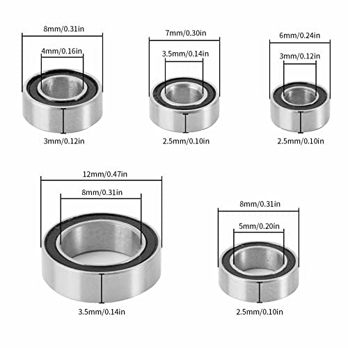 Image of INJORA Steel Sealed Bearing Kit for TRX4M 1 /18 RC Crawler, 22PCS (Black) (Pack of 2)