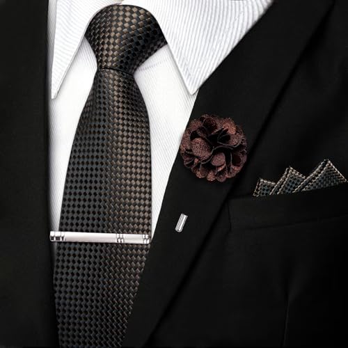 Image of DiBanGu Silk Pre-tied Ties for Men Formal Adjustable Necktie Set