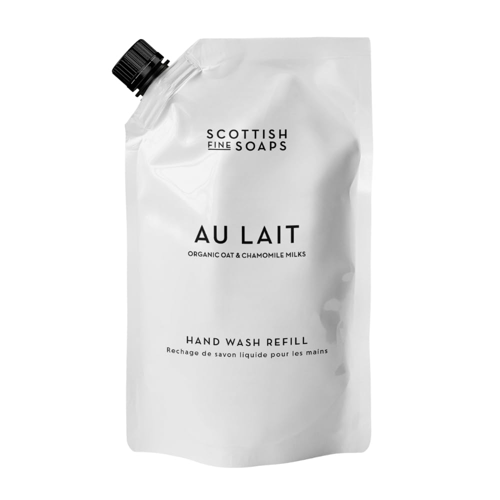 Scottish Fine Soaps Au Lait Hand Wash Refill, Organic Oat and Chamomile Milk, Vegan Friendly, with Chocolate, Coconut and Sandalwood Fragrance, 1.2L