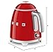 SMEG Mini 50's Retro Style 3 Cup Electric Kettle with Double Wall Anti Slip Base and Water Level Indicator (Red)