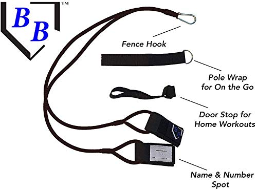 BB-Bands Sports Exercise Baseball/Softball Training Aid Pitching Arm Strength Quarterback Warmup Stretching Resistance Bands j (Black, Adult)