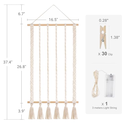 Dahey Hanging Photo Display Picture Frames Collage Wall Decor For Picture String With Clips Photo Hanger With Lights Artwork For Living Room Bedroom Dorm Classroom Teen Girl Christmas Gift thumb #5