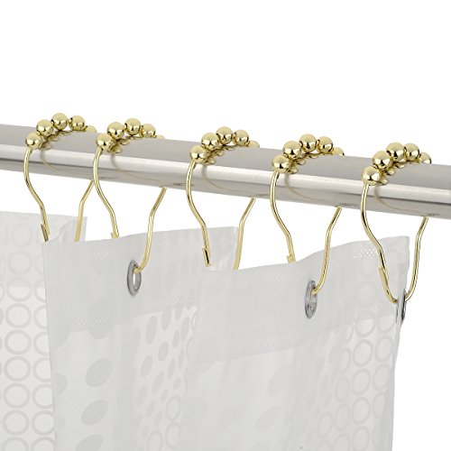 Gold Shower Curtain Hooks, Amazer Shower Curtain Rings Hooks, 12 Pcs Stainless Steel Shower Hooks For Shower Curtain, Rust Proof Shower Curtain Hooks, Shower Rings For Curtain Bathroom #TOP5