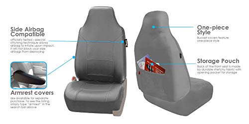 Fh Group Royal Pu Breathable Leather High Back Bucket Font Set Car Seat Covers, Airbag Compatible - Universal Fit For Cars Trucks And Suvs (Gray) #TOP3