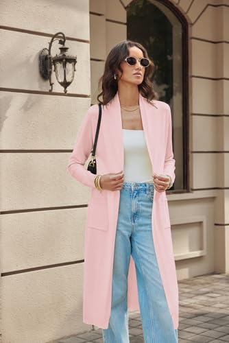 Image of GRACE KARIN Essential Solid Open Front Maxi Long Knitted Cardigan Sweater for Women
