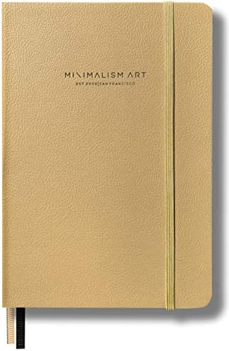 Minimalism Art, Premium Hard Cover Notebook Journal, Medium, A5 5.8" x 8.3", 4 Rulings in 1, Amber, 234 Numbered Pages, Gusseted Pocket, Ribbon Bookmark, Ink-Proof Paper 120gsm, San Francisco