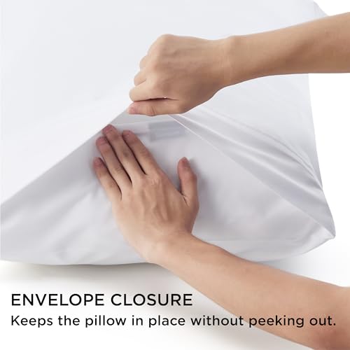 Bedsure King Size Pillow Cases Set of 4 - White Brushed Microfiber Pillowcases 4 Pack, Super Soft Pillowcase, Pillow Case Cover with Envelope Closure, Wrinkle, Fade and Stain Resistant, 20x36 Inches