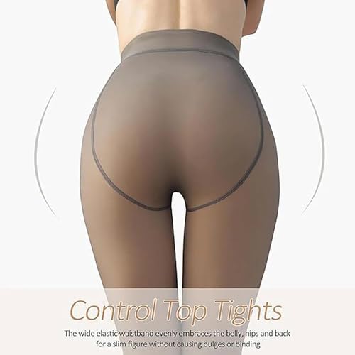 Image of Fleece Lined Tights Women Plus Size Thermal Warm Winter Tights for Women Leggings Translucent Thick Pantyhose Sheers